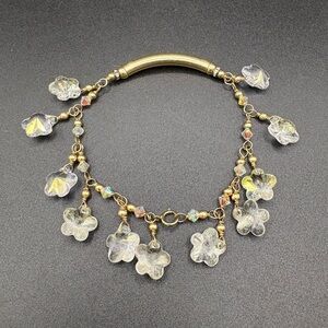 Vintage flower shape crystal bracelet Stamped 1/20 14K GF